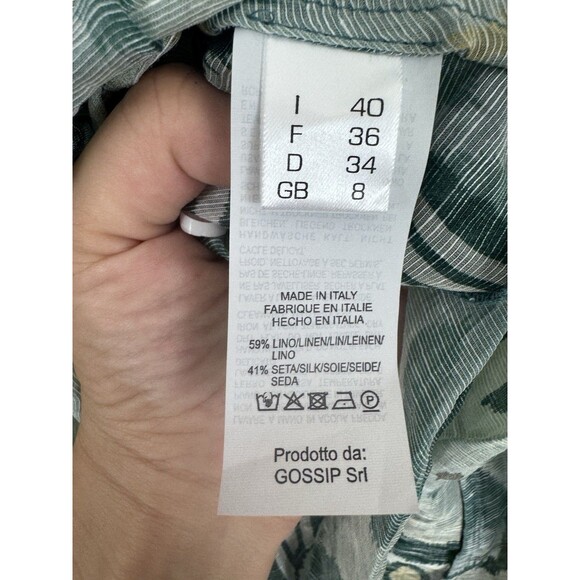 Antonelli Firenze Green Linen Silk Blend Sleeveless Mini Dress Size 40 - Picture 7 of 9